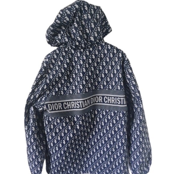 Dior Boutique Blue Monogram Hooded Windbreaker Jacket Men's Size XXL - Picture 2 of 11